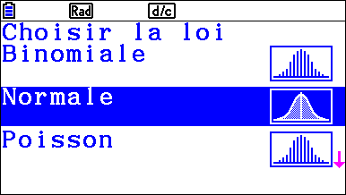 Menu Probabilités Loi Normale