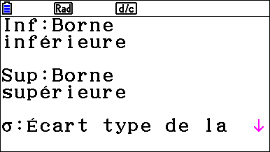 Loi Normale avec le menu Probabilités