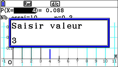 Loi binomiale avec le menu Probabilités