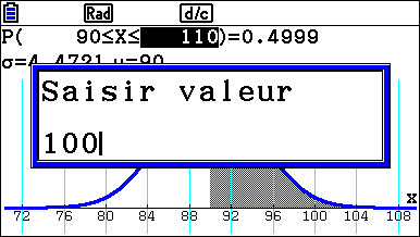 Loi normale avec le menu Probabilités