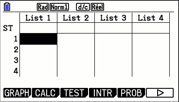 Insérer les données dans le menu statistique de la calculatrice CASIO