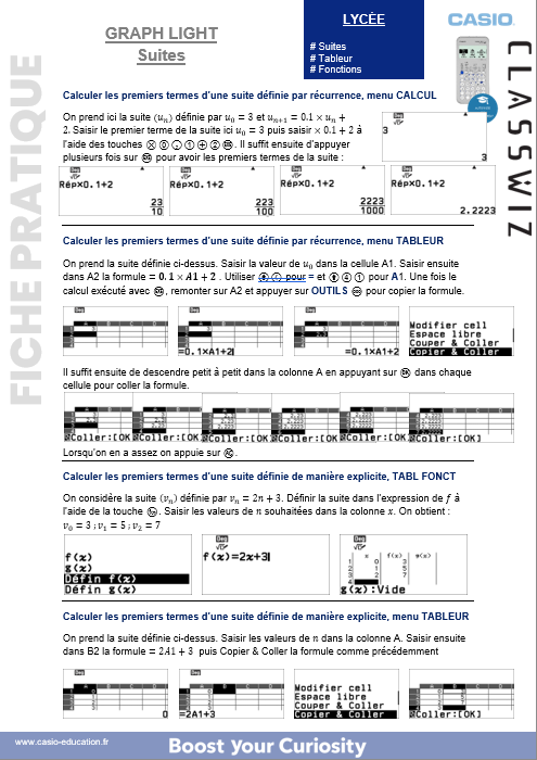 Fiche pratique suites avec la graph light