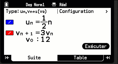 Obtenir la table de valeurs des suites avec la calculatrice GRAPH MATH+
