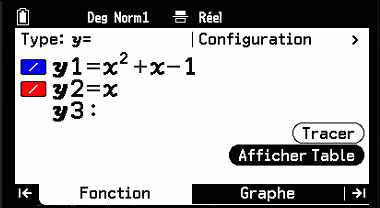 Régler la table de valeurs sur la calculatrice GRAPH MATH+