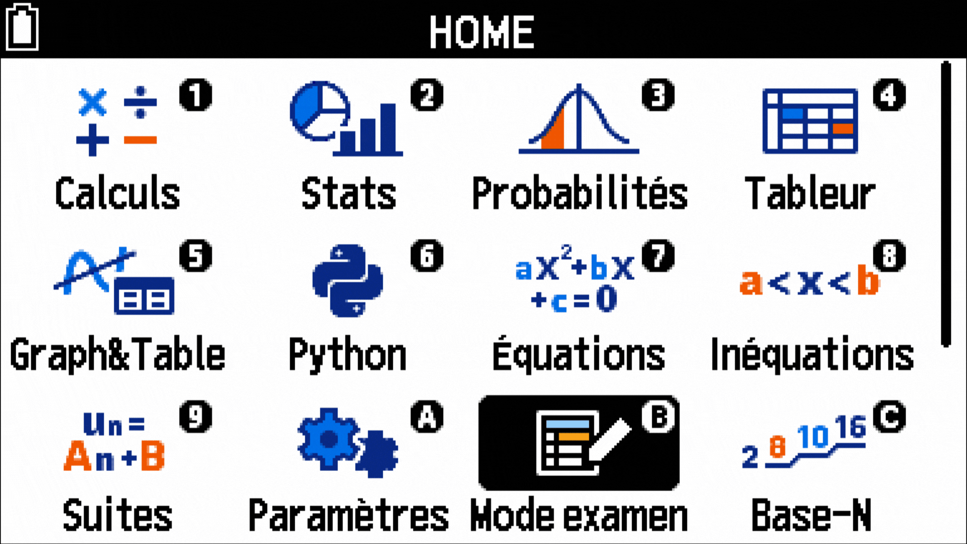 Activer le mode examen de la GRAPH MATH+