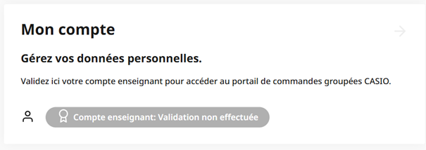 Capture d'écran Mon compte "Validation non effectuée"