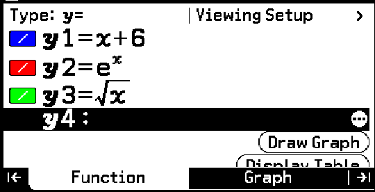 GRAPH MATH+: FUNCTIES MET HET MENU GRAPH&TABLE