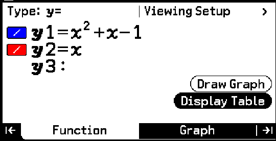GRAPH MATH+: FUNCTIES MET HET MENU GRAPH&TABLE