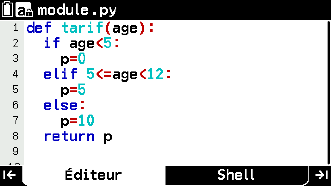 If else en python avec la calculatrice CASIO GRAPH MATH+
