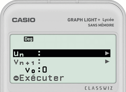Définir une suite et saisir n ou u_n avec la calculatrice CASIO GRAPH LIGHT+