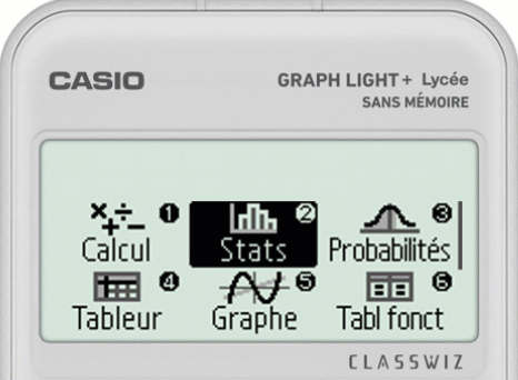 Saisie des données, statistiques à deux variables, avec la calculatrice GRAPH LIGHT+